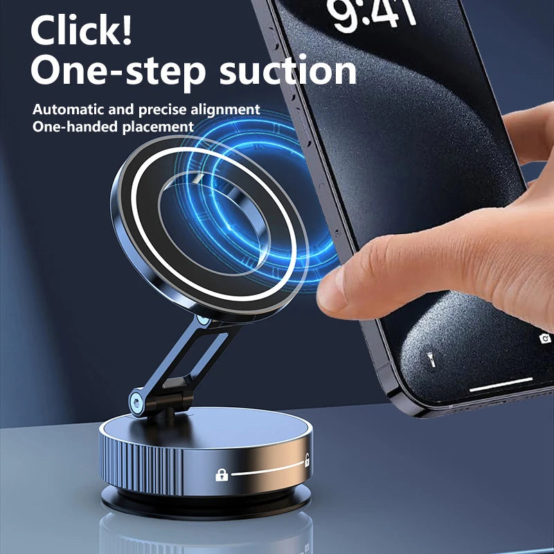 "360° Magnetic Car Phone Mount - Strong Grip, Foldable & Hands-Free"