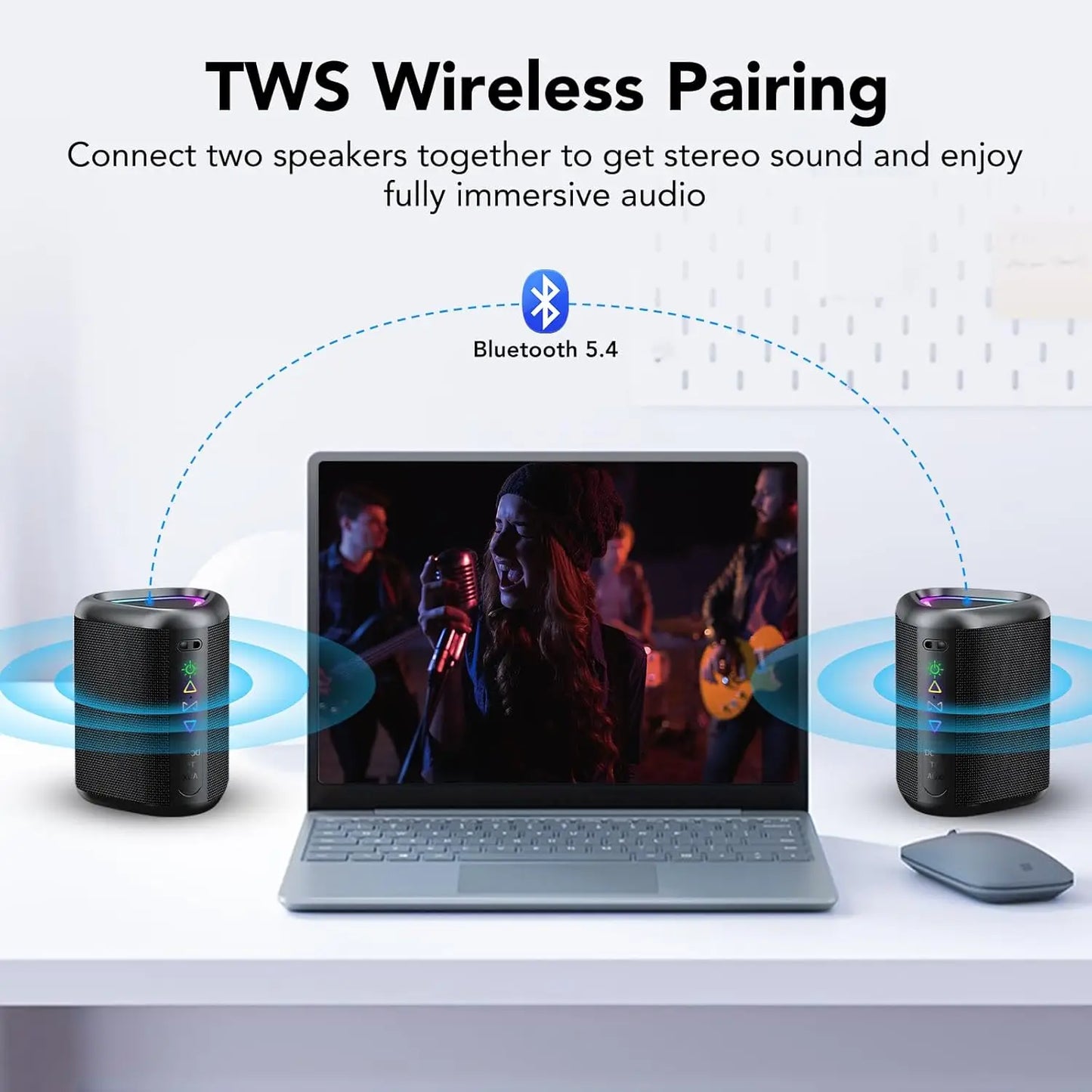 "Portable Bluetooth Speaker - Waterproof, 24Hr Battery, RGB Lights"
