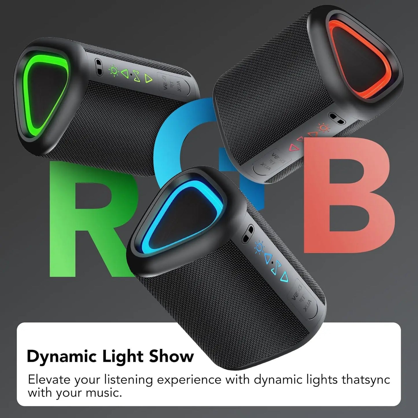 "Portable Bluetooth Speaker - Waterproof, 24Hr Battery, RGB Lights"